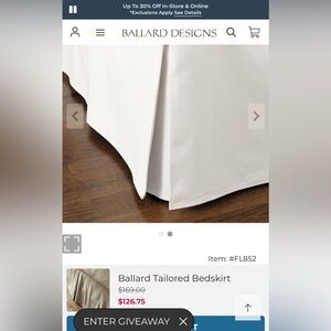 Ballard Designs White Tailored Twill King Bedskirt